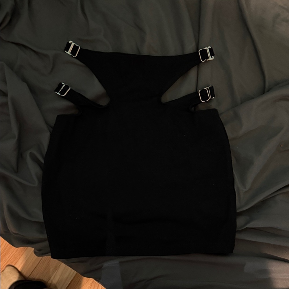 Black mini skirt with Buckle Straps